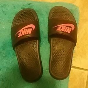 Pink Nike slides